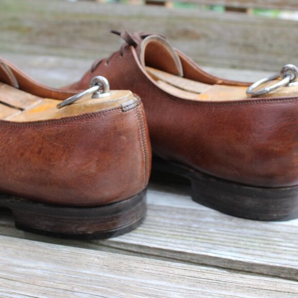 VTG 80s Church's Brown Plain Toe Derby, Men's size 8 F(wide) US, Made in England - Picture 6 of 13